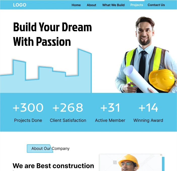 I designed a Construction company portfolio website.